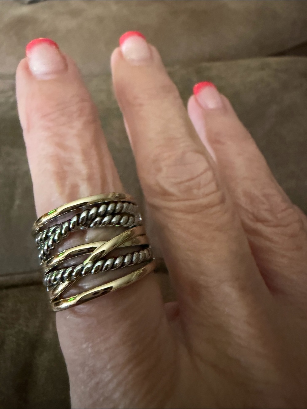 Gold & Silver Twisted Multi-Band Women's Ring